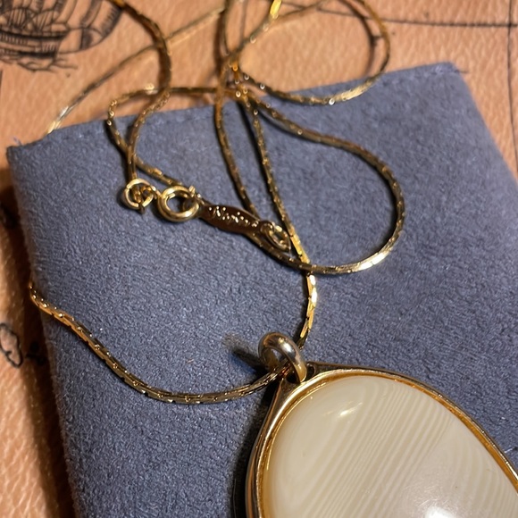 Napier Gold Necklace with White Mahogany Pendant - Picture 3 of 4